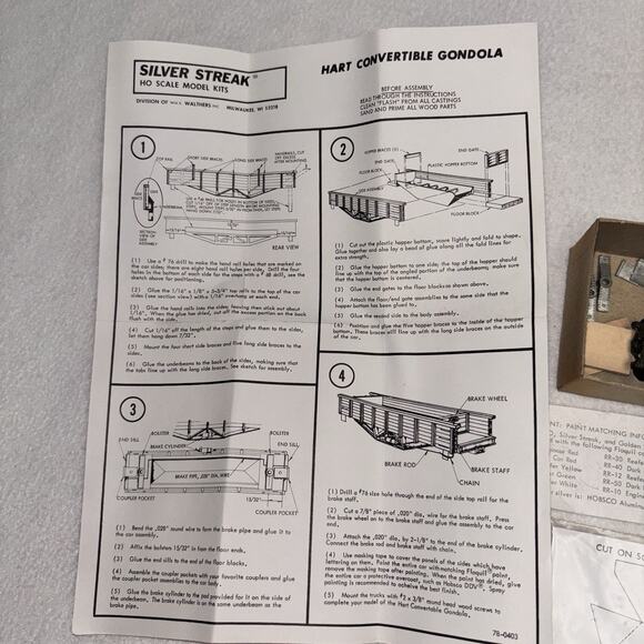 HO Scale Silver Streak 929-506 D&RGW Hart Gondola Railroad Train Car Kit NOS - Picture 3 of 7